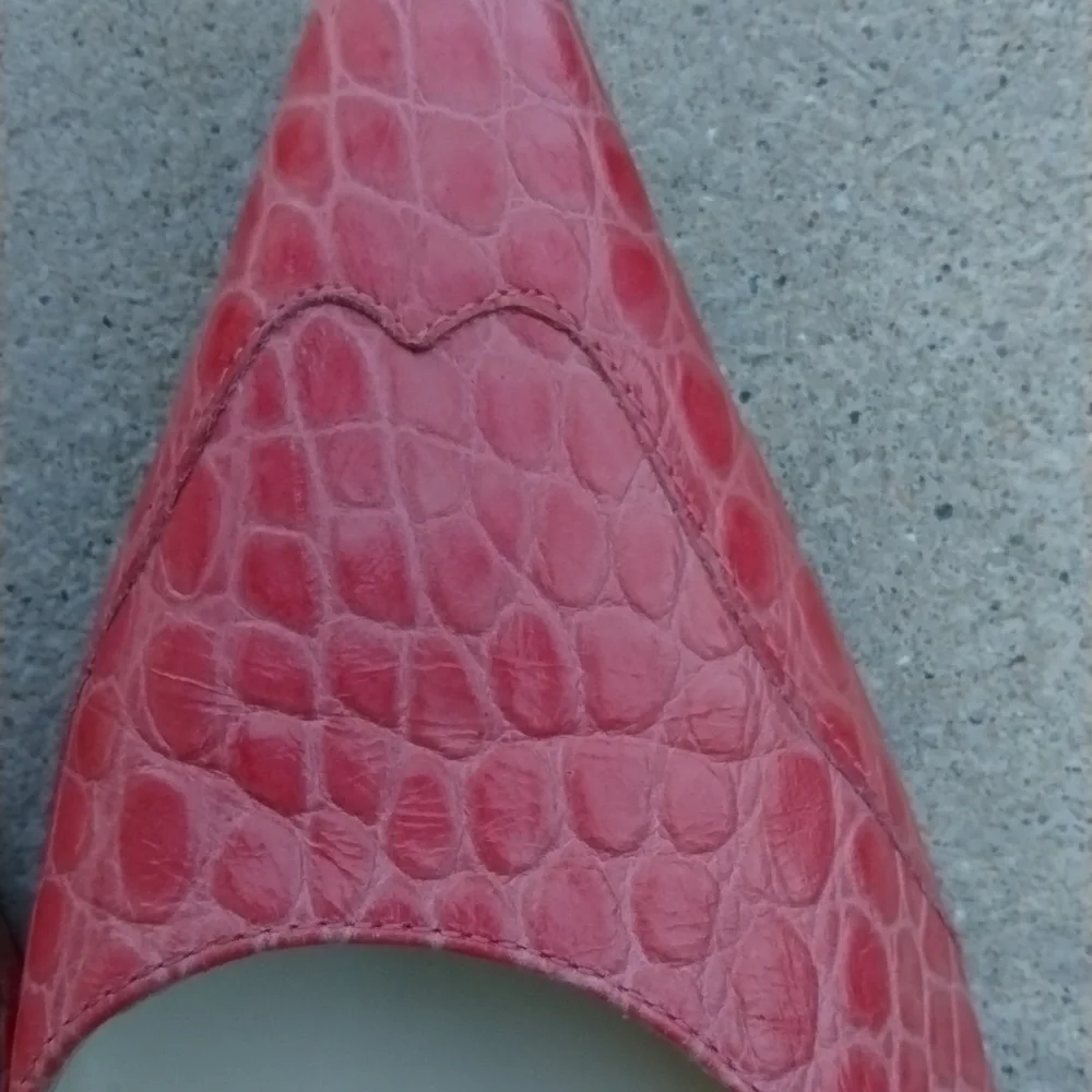 Banana Republic Leather kitten heels, French Pink 🩷 croc, Italy, size 9 - Picture 9 of 11